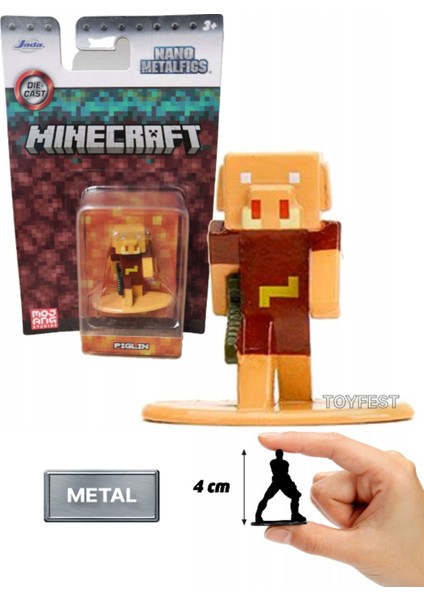 Nano Metalfics Minecraft Metal Döküm Die - Cast Mini Figür - Piglin - 4 cm