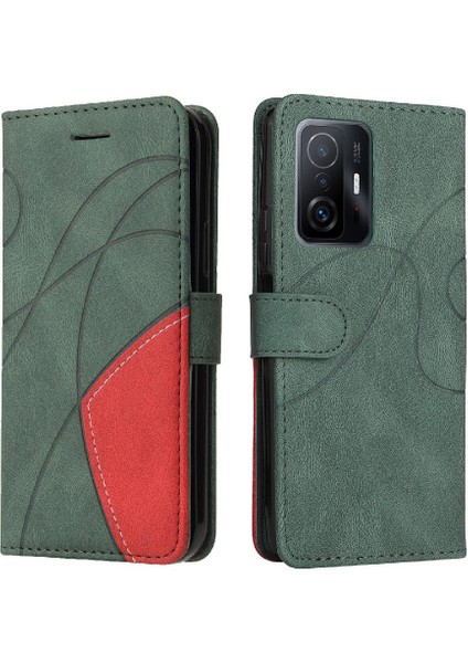 Xiaomi 11T/11T Pro Pu Deri Flip Folio Kılıf Kickstand Iki Renkli (Yurt Dışından)