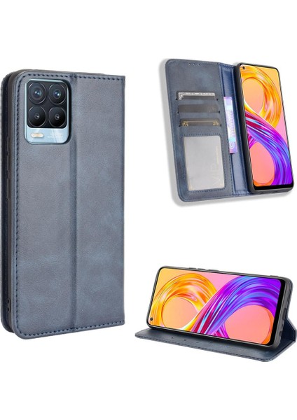 Realme 8 4g Manyetik Kapatma Cüzdan Pu Deri Için Kılıf (Yurt Dışından)