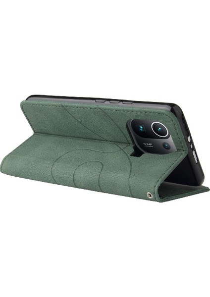 Xiaomi 11 Pro Kickstand Koruyucu Kılıf Kart ile Iki Renkli Dikiş (Yurt Dışından)