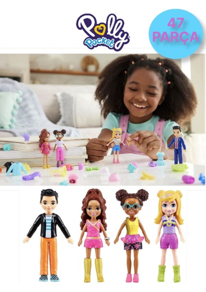 Polly Pocket ve Arkadaşları Mega Kombin Eğlencesi Oyun Seti - 4 Figür + ( 47 Parça ) - HKW10