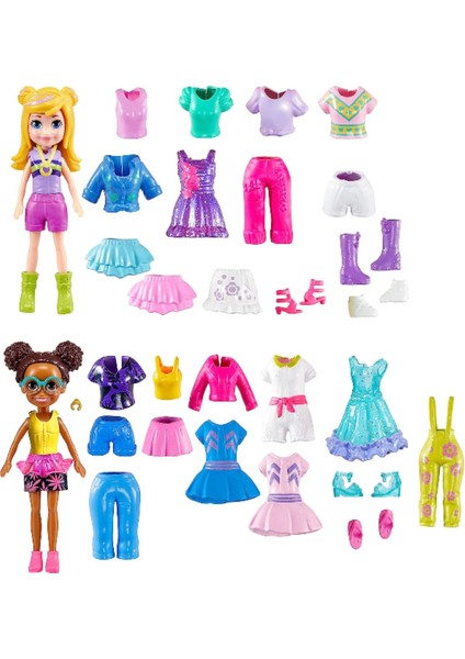 Polly Pocket ve Arkadaşları Mega Kombin Eğlencesi Oyun Seti - 4 Figür + ( 47 Parça ) - HKW10