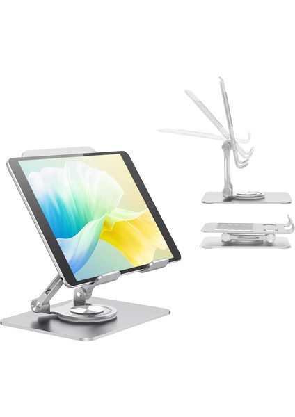 360 Derece Dönerli Katlanabilir Masaüstü Telefon ve Tablet Tutucu Metal Stand - AL4320