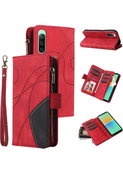 Sony Xperia 10 Iv Dokuz Kart Yuvaları Için Kılıf Fermuar Cüzdan Tarzı Iki Renkli (Yurt Dışından)