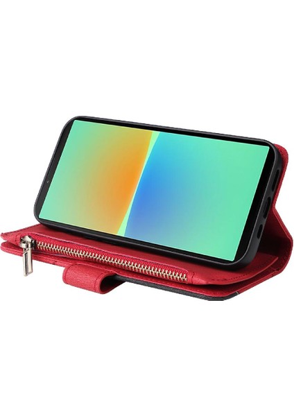 Sony Xperia 10 Iv Dokuz Kart Yuvaları Için Kılıf Fermuar Cüzdan Tarzı Iki Renkli (Yurt Dışından) fırsatları