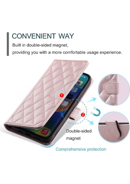 Iphone 14 Için Telefon Kılıfı Artı Kart Yuvaları Tutucu Manyetik El Kayışı Flip (Yurt Dışından)
