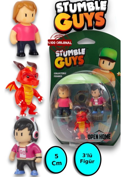 Stumble Guys 5 cm 3'lü Figür - Ms Stumble- Inferno Dragon-Good Gabby-3 Adet