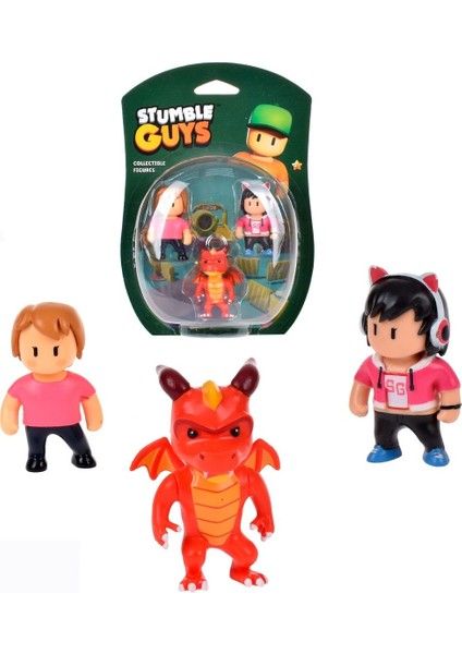 Stumble Guys 5 cm 3'lü Figür - Ms Stumble- Inferno Dragon-Good Gabby-3 Adet