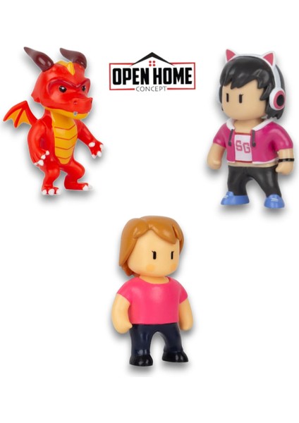 Stumble Guys 5 cm 3'lü Figür - Ms Stumble- Inferno Dragon-Good Gabby-3 Adet