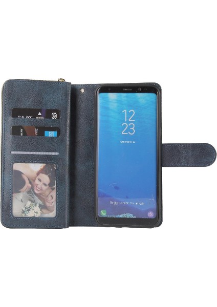 Samsung Galaxy S8 Artı Flip Kapak Için Kılıf ile El Kayışı Fermuarlı Cebi 9 (Yurt Dışından)