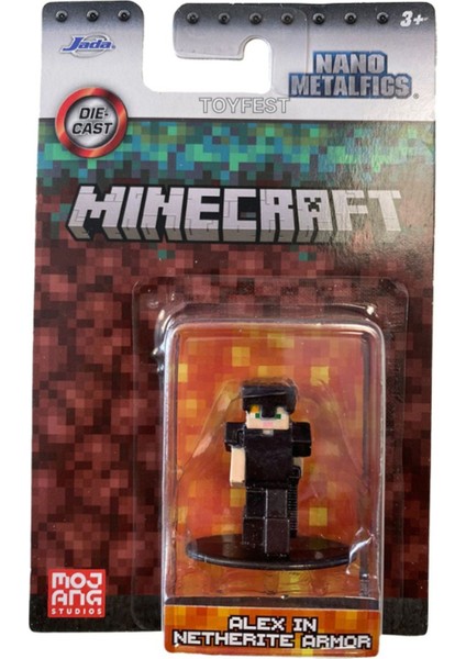 Jada Nano Metalfics Minecraft Metal Döküm Die - Cast Mini Figür - Steve In Netherite Armor - 4 cm