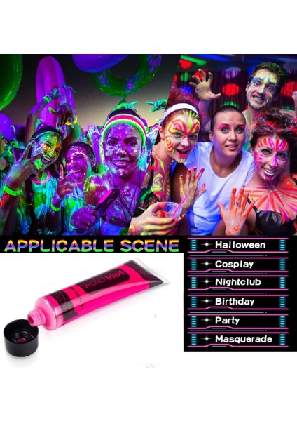 Karanlıkta Parlayan Neonlu Glow Parti Yüz Boyası - Pembe - 1 Adet