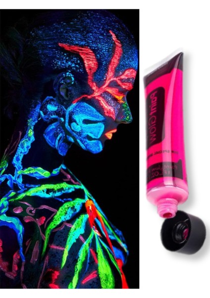 Karanlıkta Parlayan Neonlu Glow Parti Yüz Boyası - Pembe - 1 Adet
