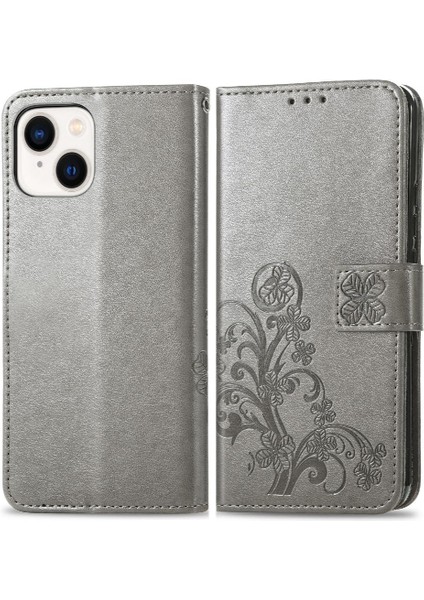 Iphone 14 Için Kılıf Artı Kapak Kapak Kısa Kayış Deri Kılıf Zarif Dört (Yurt Dışından)