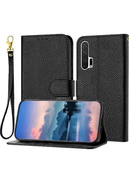 Mellow Mall Onur 20 Pro Için Telefon Kılıfı Kart Yuvaları Tutucu Litchi Desen Flip Folio Pu (Yurt Dışından)