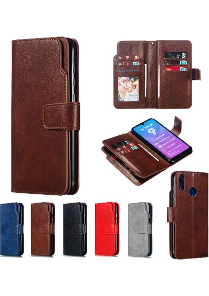 Huawei Huawei 2019 Pu Deri Cüzdan Manyetik 9 Kart Yuvaları Kickstand Için Kılıf (Yurt Dışından)