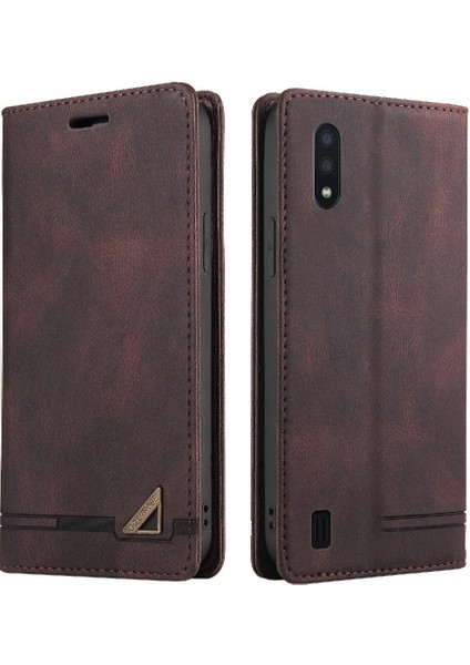 Samsung Galaxy A01 Premium Deri Premium Deri Kickstand Için Kılıf (Yurt Dışından)