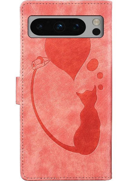 Google Piksel 8 Pro Flip Folio Cüzdan Kılıf Için Kılıf Kabartmalı Sevimli Kedi (Yurt Dışından)