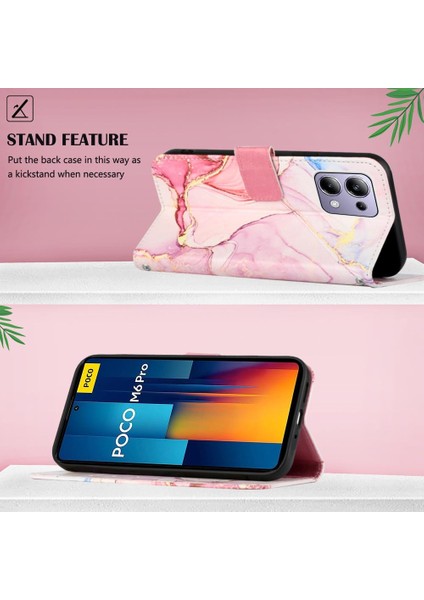 Xiaomi Redmi Için Not 13 Pro 4g Cüzdan Kickstand Pu Deri Mermer (Yurt Dışından)