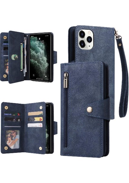 Iphone 11 Için Kılıf Pro Max Fermuar Cüzdan Kapak Kart Tutucu ile El Kayışı (Yurt Dışından)