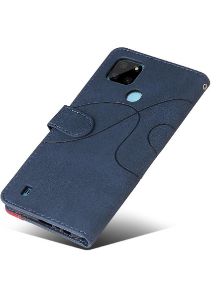 Kart ile Realme C21Y Kickstand Koruyucu Iki Renkli Dikiş Için Kılıf (Yurt Dışından)