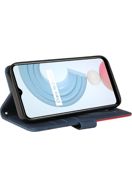 Kart ile Realme C21Y Kickstand Koruyucu Iki Renkli Dikiş Için Kılıf (Yurt Dışından)