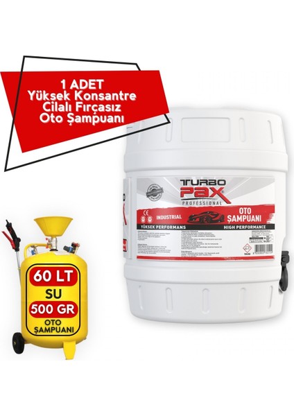 20 Litre Yüksek Konsantre Cilalı Fırçasız Oto Köpük (500GR/60LT)