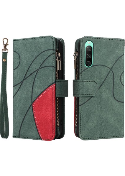 Sony Xperia 10 Iv Dokuz Kart Yuvaları Için Kılıf Fermuar Cüzdan Tarzı Iki Renkli (Yurt Dışından)