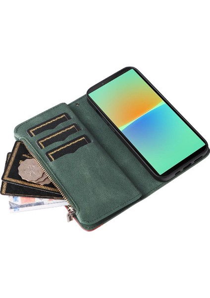 Sony Xperia 10 Iv Dokuz Kart Yuvaları Için Kılıf Fermuar Cüzdan Tarzı Iki Renkli (Yurt Dışından) fırsatları
