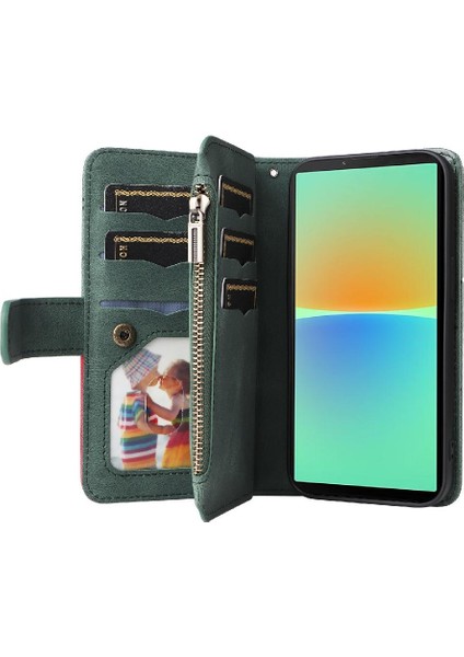 Sony Xperia 10 Iv Dokuz Kart Yuvaları Için Kılıf Fermuar Cüzdan Tarzı Iki Renkli (Yurt Dışından) indirimleri
