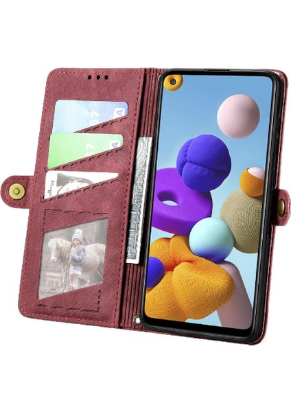 Samsung Galaxy A21S Için Flip Case Kapak Kılıf Cüzdan Basit (Yurt Dışından)