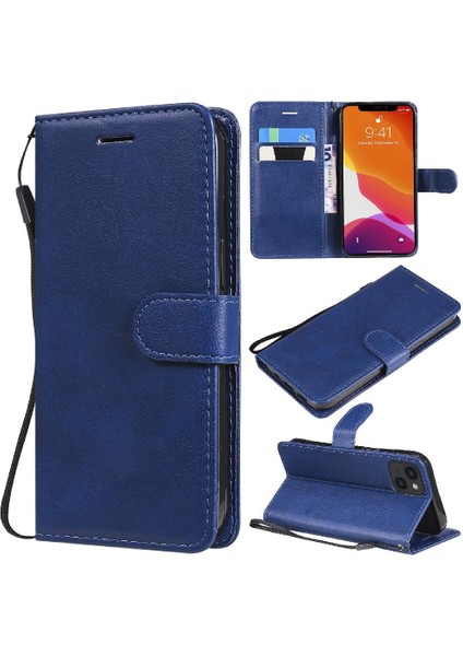 Iphone 13 Için Flip Case Klasik Katı Renk Kart Yuvası ile Yüksek Kalite (Yurt Dışından)