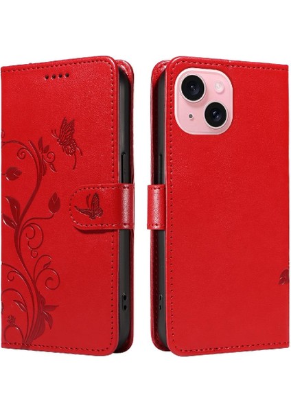 IPhone 15 Için Kılıf Yüksek Kaliteli Deri ve Kart Yuvası Cüzdan Telefon Kılıfı (Yurt Dışından)