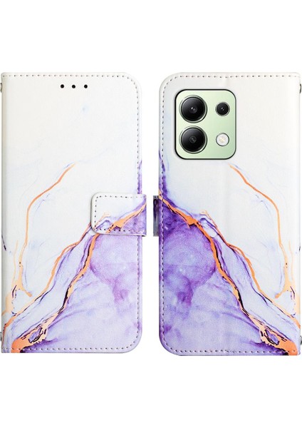 Xiaomi Redmi Için Not 13 4g Mermer Desen Kickstand Pu Deri Cüzdan (Yurt Dışından)