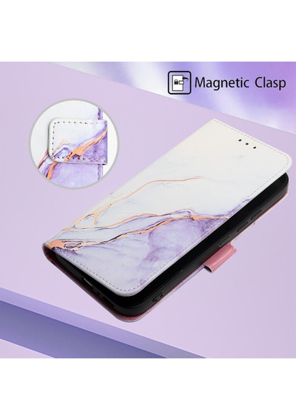 Xiaomi Redmi Için Not 13 4g Mermer Desen Kickstand Pu Deri Cüzdan (Yurt Dışından)