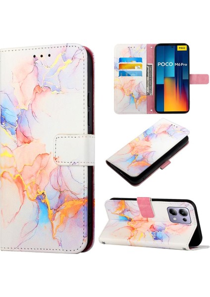 Xiaomi Redmi Için Not 13 Pro 4g Cüzdan Kickstand Pu Deri Mermer (Yurt Dışından)