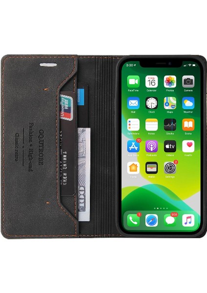 IPhone 13 Mini Iki Kart Yuvaları Için Kılıf Kickstand Premium Deri Premium (Yurt Dışından)
