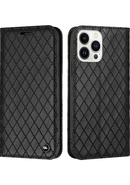 IPhone 14 Için Kılıf Pro Max Kartvizit Yuvaları Tutucu Cüzdan Manyetik Kapak (Yurt Dışından)