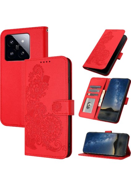 Xiaomi 14 Pro Flip Folio Kitap Için Kılıf Kart Yuvası Standı ile Kickstand Pu (Yurt Dışından)