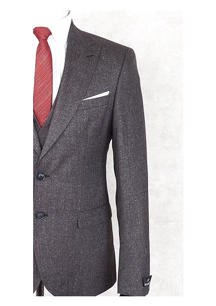 Slim Fit Sivri Yaka-Çift Yırtmaç Açık Kahverengi Drop 6 Yelekli Takım Elbise modelleri