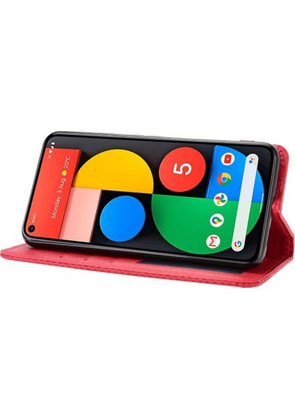 Google Piksel 5 Pu Deri Cüzdan Manyetik Kapatma Için Kılıf (Yurt Dışından)