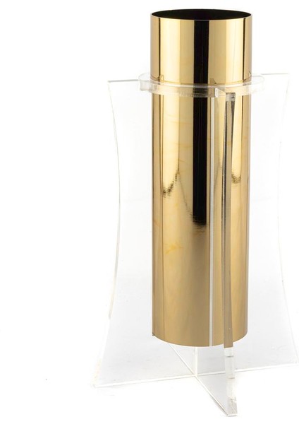 Akrilik Standlı Büyük Gold Çelik Vazo 18X18X31CM