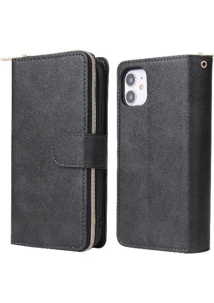 Iphone 11 Için Kılıf Pro Max Fermuar Cep Flip Kapak ile El Kayışı Cüzdan (Yurt Dışından)