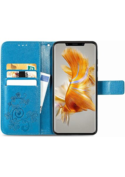 Mellow Mall Huawei Mate 50 Pro Için Dört Yapraklı Yonca Deri Kılıf Kapak Kapak Kısa (Yurt Dışından)