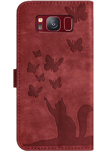 Samsung Galaxy S8 Artı Tutucu Kapak Flip Için Kılıf Folio Kabartmalı Kedi (Yurt Dışından)