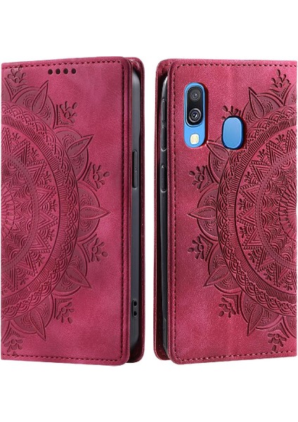 Samsung Galaxy A40 Darbeye Kapak Kapak Pu Deri Yan Toka (Yurt Dışından)