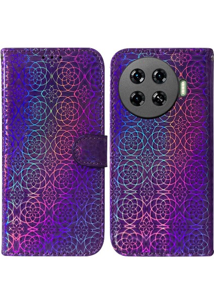 Tecno Spark 20 Pro Artı 4g Glitter Renkli Kart Yuvası Cüzdan Pu Için Kılıf (Yurt Dışından)