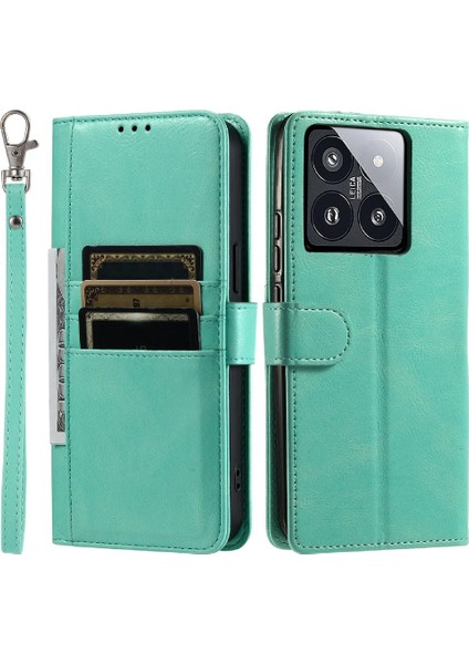 Xiaomi 14 Pro Cüzdan 6 Kart Yuvaları Için Flip Case Pu Deri Kickstand (Yurt Dışından)