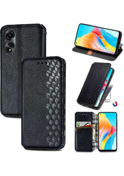 Oppo A78 4g Cüzdan Fonksiyonu Için Kılıf Deri Kılıf Zarif Iş Çevirme (Yurt Dışından)