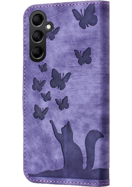 Samsung Galaxy S23 Fe 5g Kart Cep Cüzdan Kılıf Kabartmalı Kedi (Yurt Dışından)